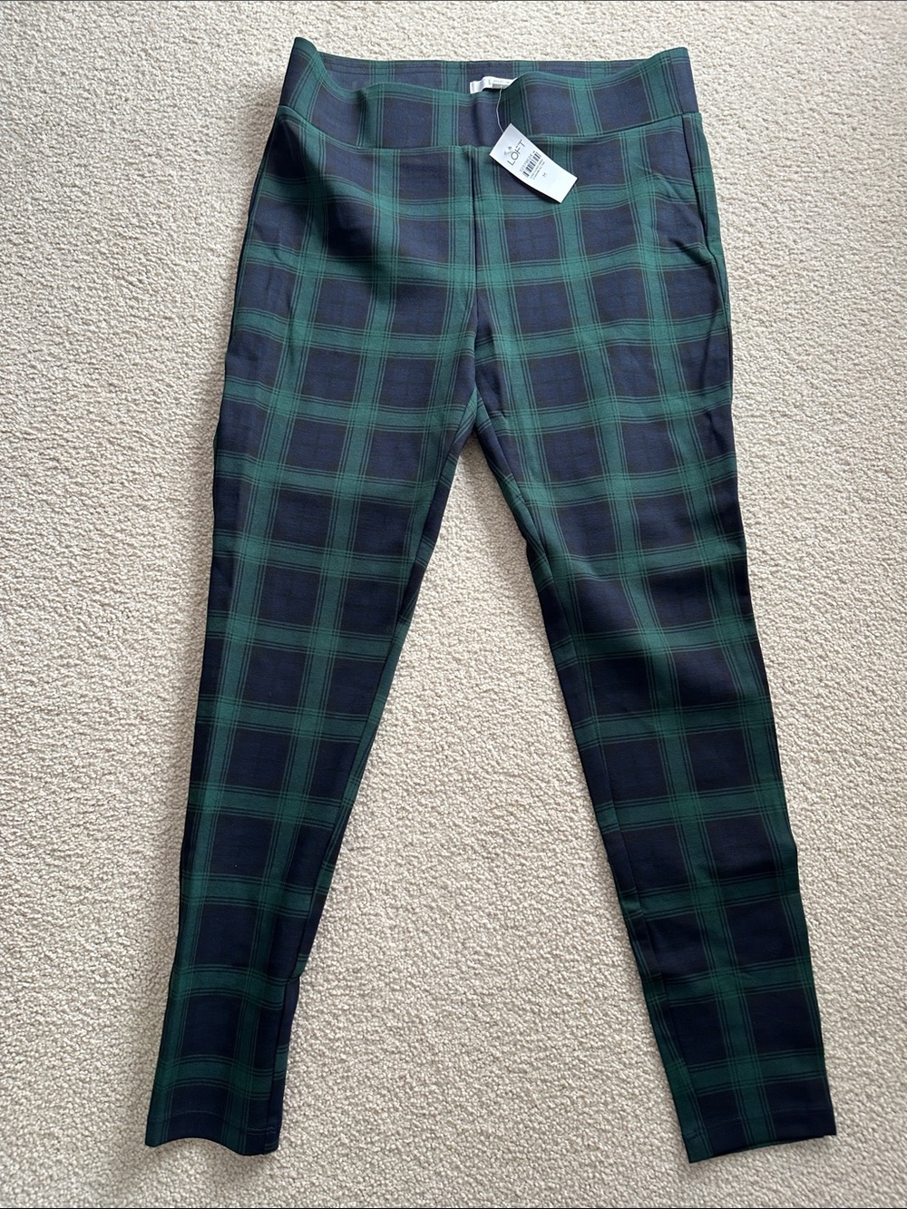 LOFT Green and Black Plaid Kids Leggings